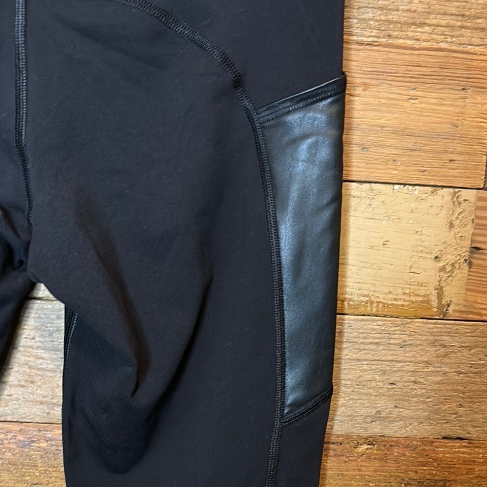 Athleta Gleam Chaturanga Black Faux Leather Leggings - Picture 7 of 9